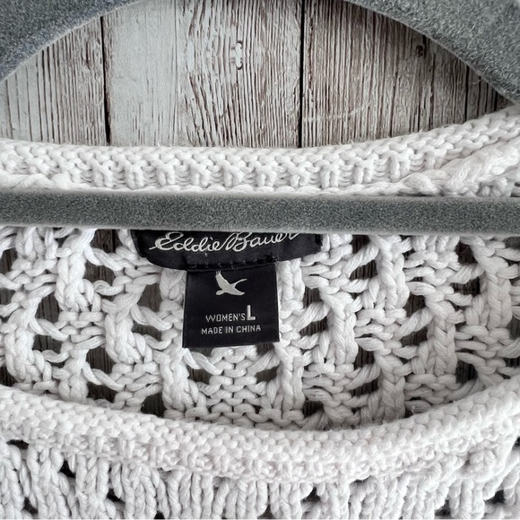 Eddie Bauer Women's White Cotten Open Knit Sweater Large - Picture 5 of 5